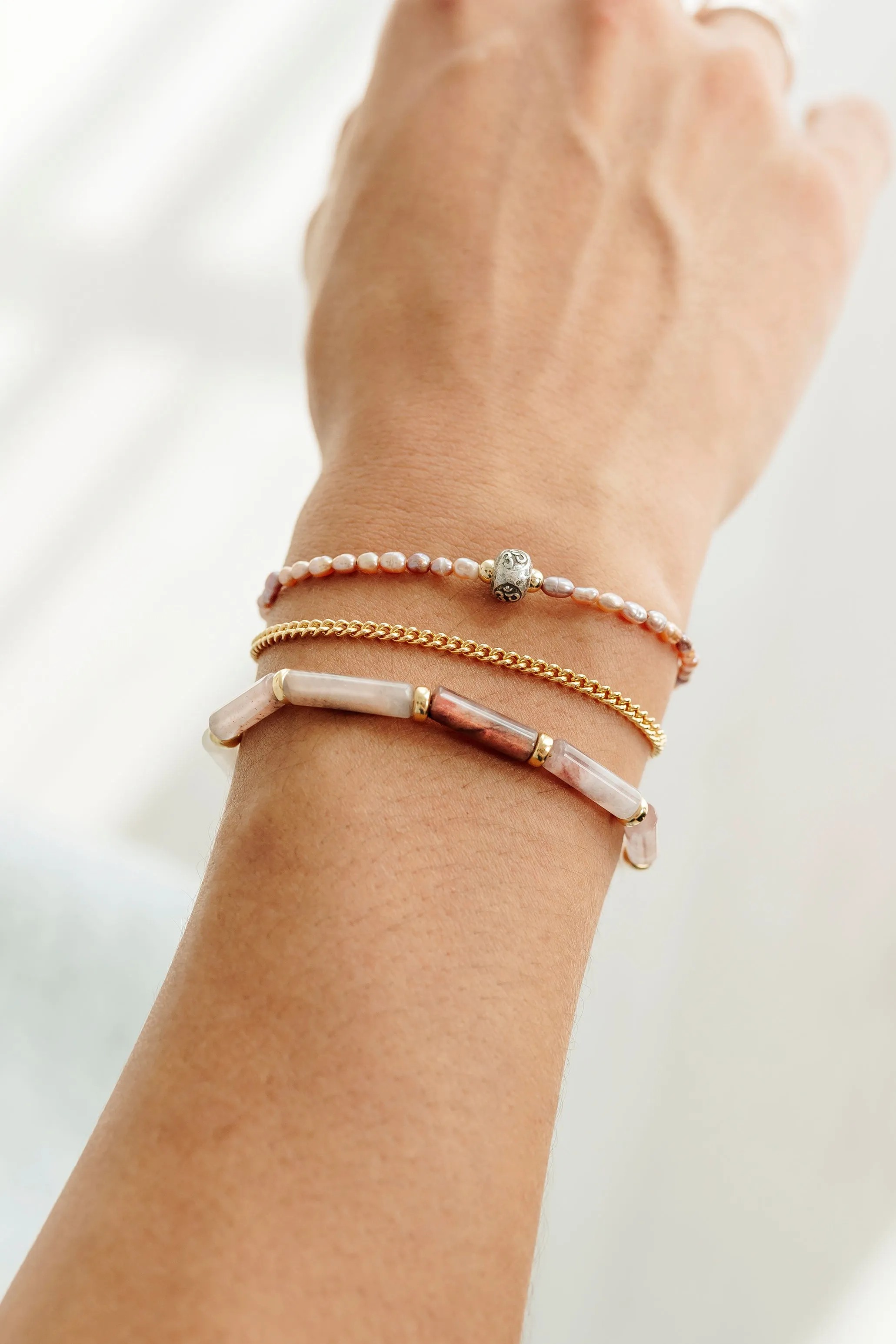 Blush Pearl Om Bracelet