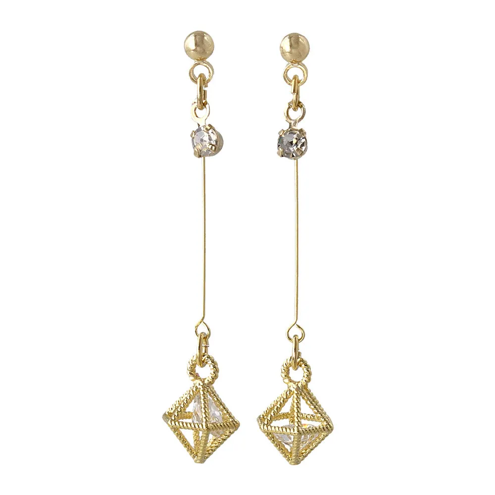 Caged Stone Drop Plastic Earrings
