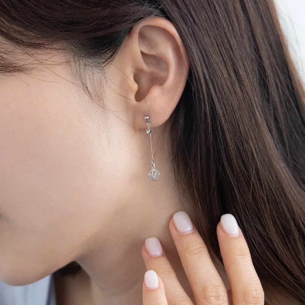 Caged Stone Drop Plastic Earrings