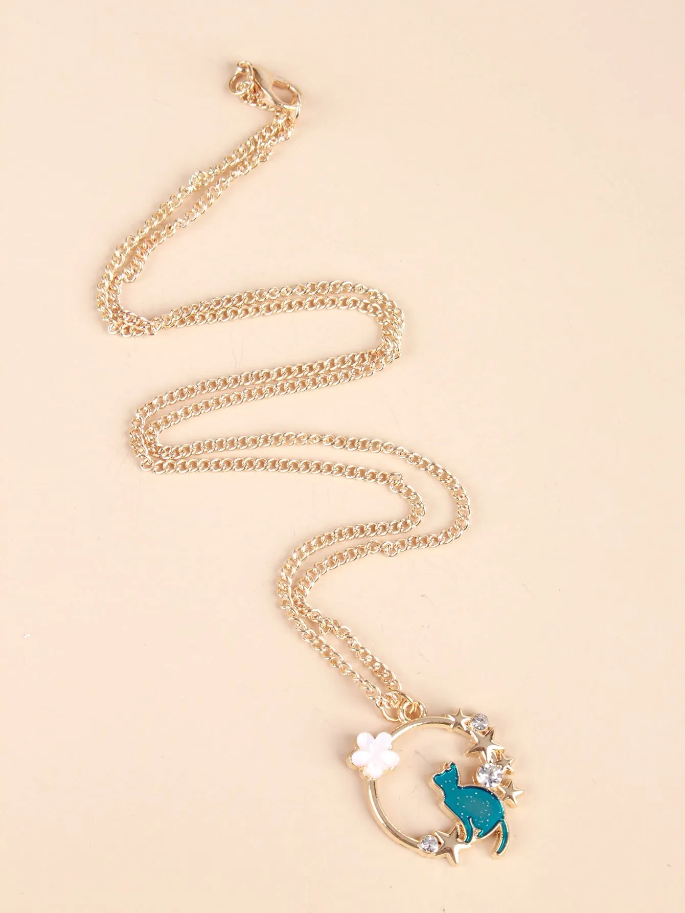 Cat & Flower Decor Necklace Creative Necklace for Women Fashion Jewelry