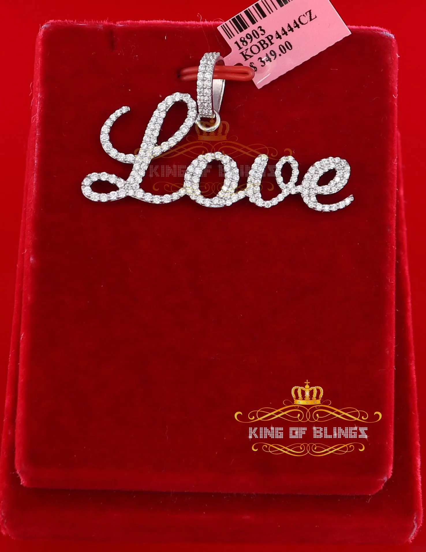 Create Your Own Custom Design in 925 Sterling Silver1.75 inch " LOVE" 925 Sterling Silver Pendant 2.08ct Cubic Zirconia