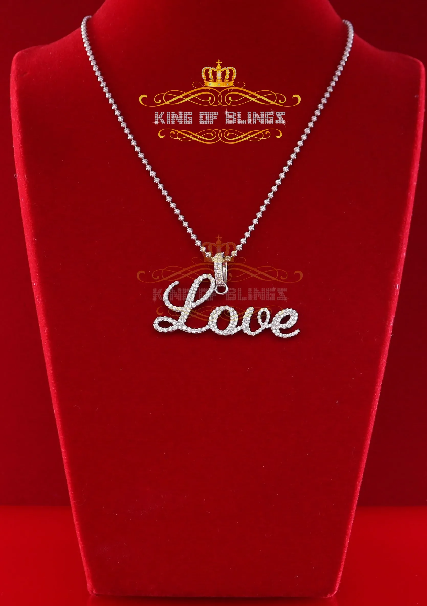 Create Your Own Custom Design in 925 Sterling Silver1.75 inch " LOVE" 925 Sterling Silver Pendant 2.08ct Cubic Zirconia