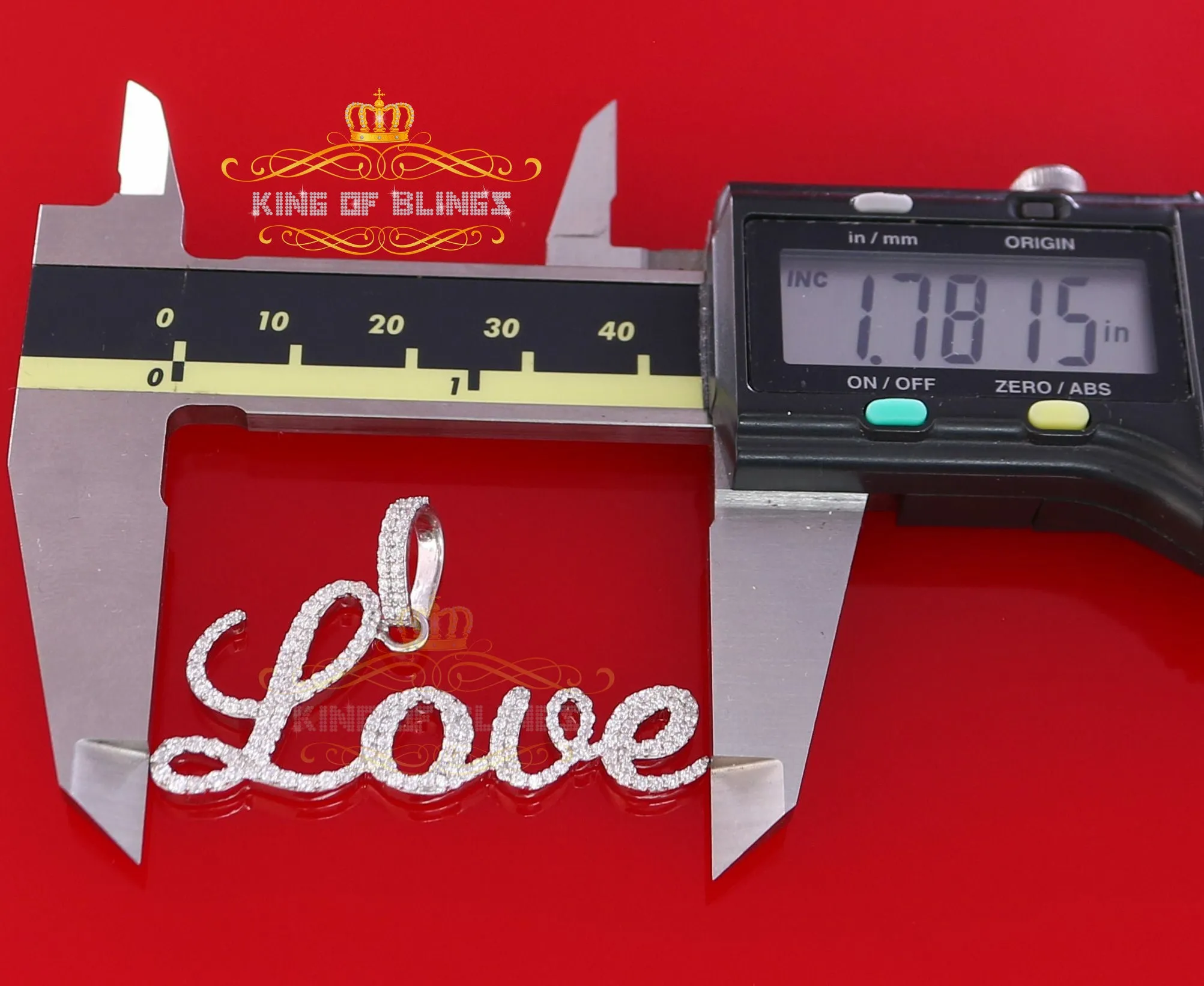 Create Your Own Custom Design in 925 Sterling Silver1.75 inch " LOVE" 925 Sterling Silver Pendant 2.08ct Cubic Zirconia