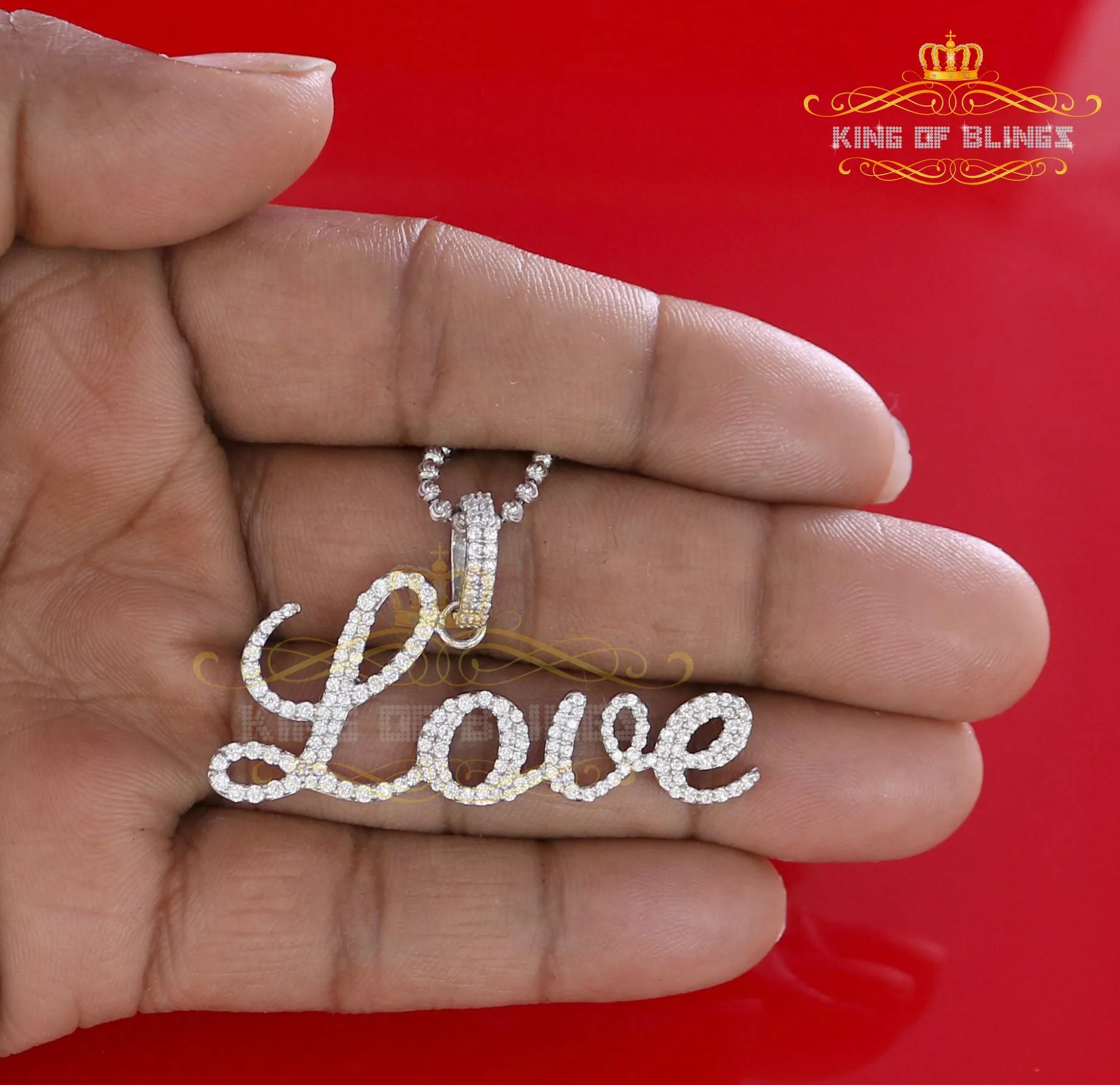 Create Your Own Custom Design in 925 Sterling Silver1.75 inch " LOVE" 925 Sterling Silver Pendant 2.08ct Cubic Zirconia