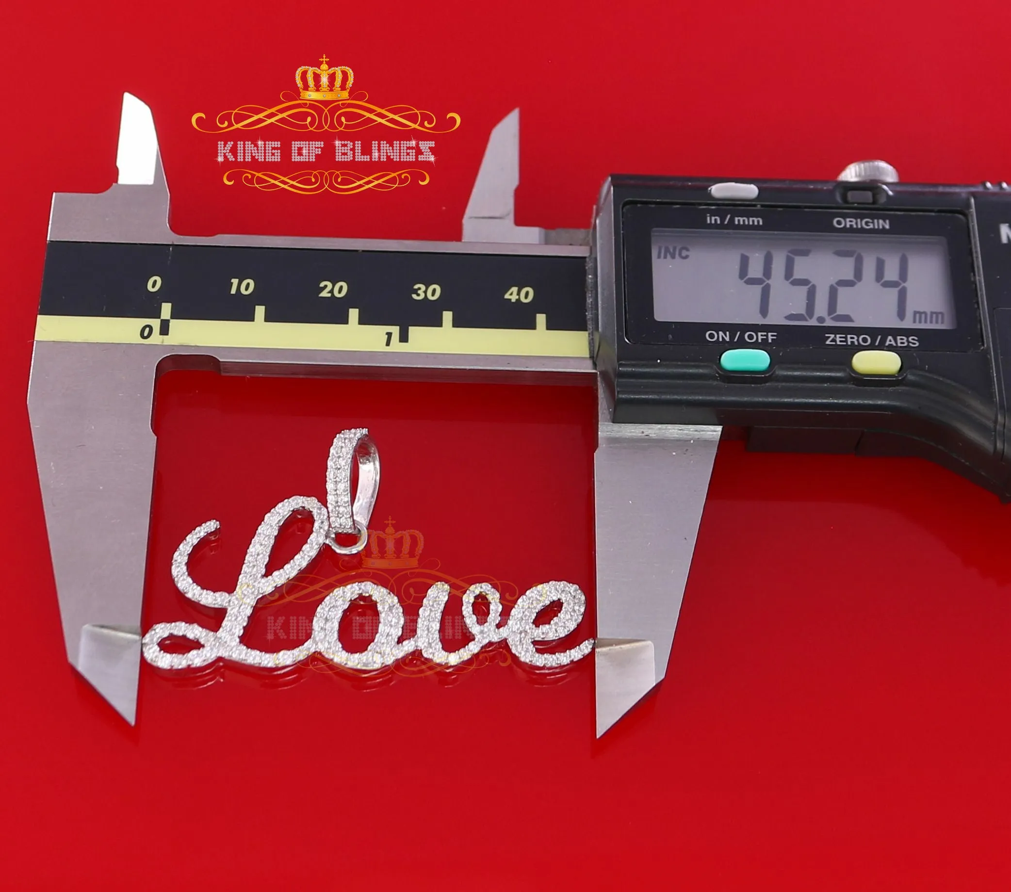 Create Your Own Custom Design in 925 Sterling Silver1.75 inch " LOVE" 925 Sterling Silver Pendant 2.08ct Cubic Zirconia