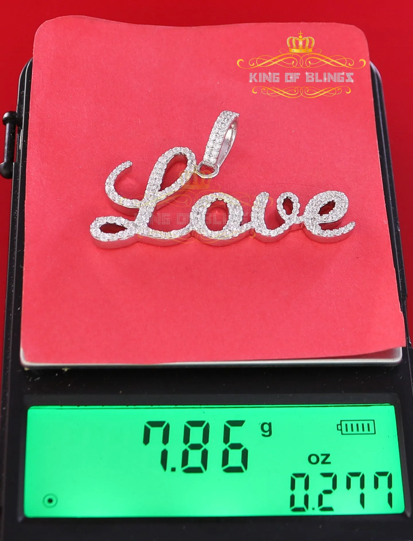 Create Your Own Custom Design in 925 Sterling Silver1.75 inch " LOVE" 925 Sterling Silver Pendant 2.08ct Cubic Zirconia