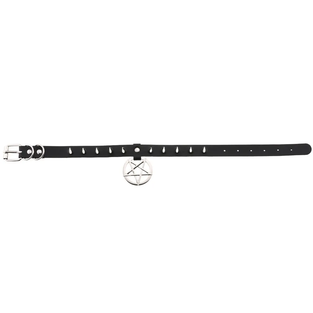 'Darkest Depths' Alt Goth Pentagram Spike Choker