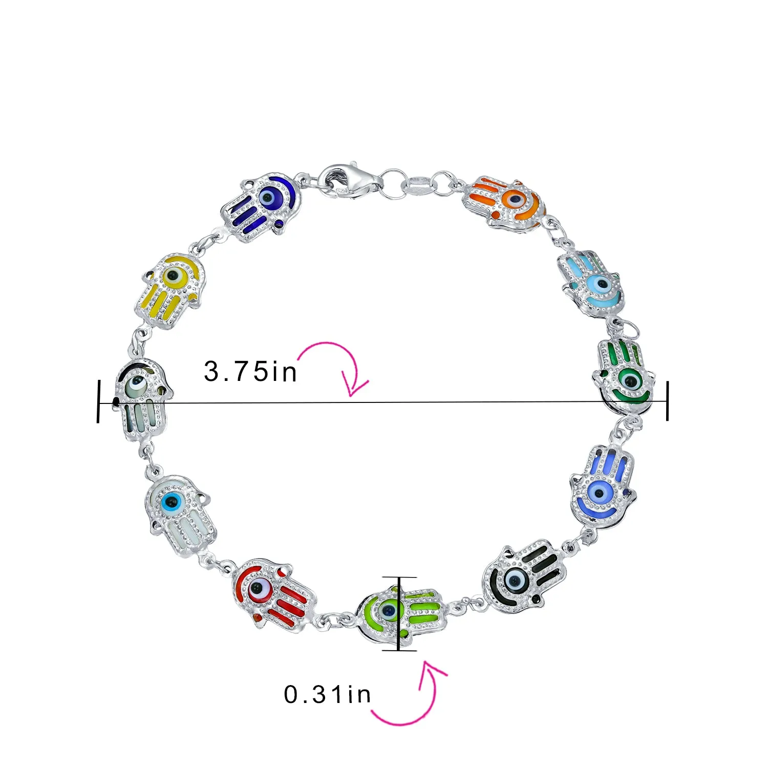 Delicate Strand Bracelet with Hamsa Hand & Evil Eye Charms in Sterling Silver