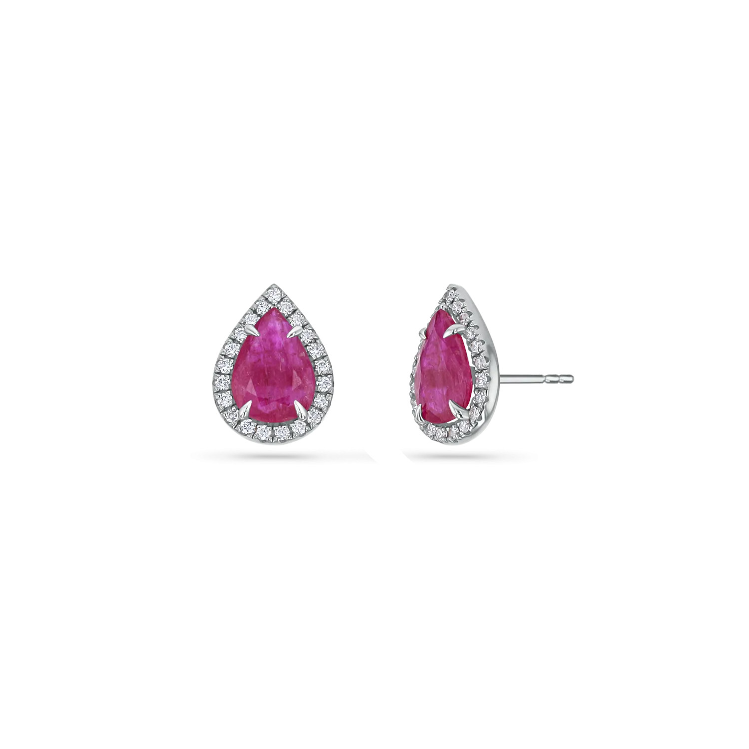 Diamond Pave Teardrop Ruby Studs