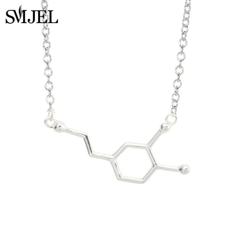 Dopamine Molecule Necklaces Chemical Formula Necklace Fashion Women Serotonin Structure Formula Pendant Graduation Gifts
