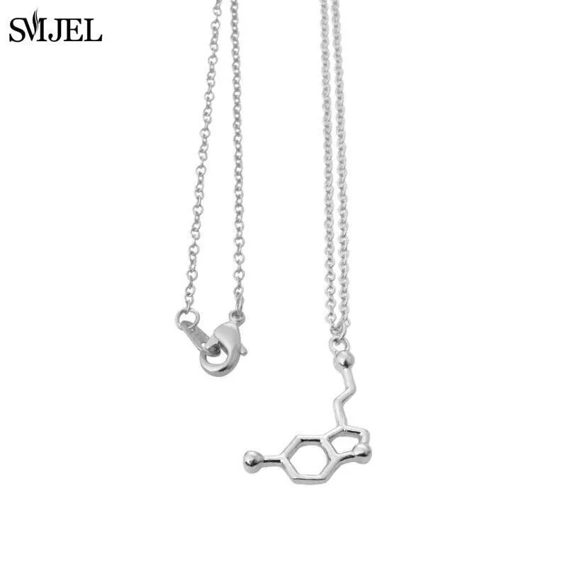 Dopamine Molecule Necklaces Chemical Formula Necklace Fashion Women Serotonin Structure Formula Pendant Graduation Gifts