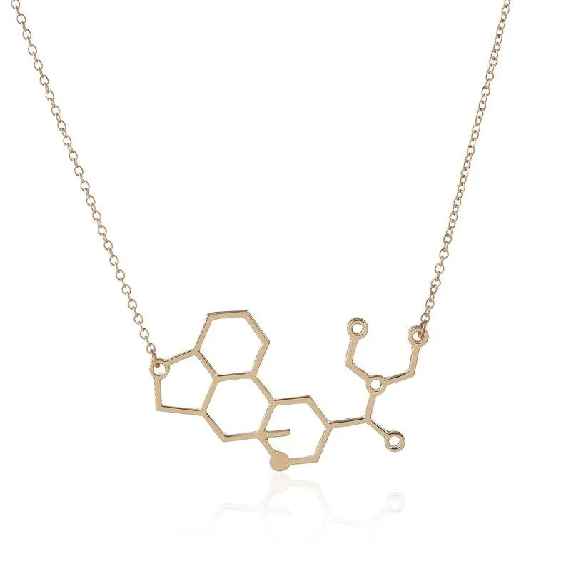 Dopamine Molecule Necklaces Chemical Formula Necklace Fashion Women Serotonin Structure Formula Pendant Graduation Gifts