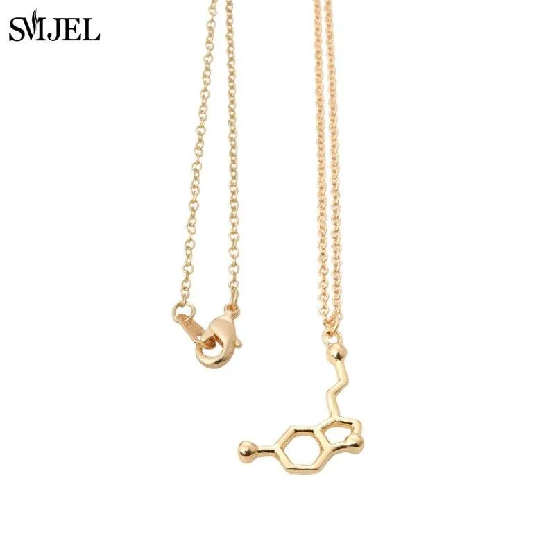 Dopamine Molecule Necklaces Chemical Formula Necklace Fashion Women Serotonin Structure Formula Pendant Graduation Gifts