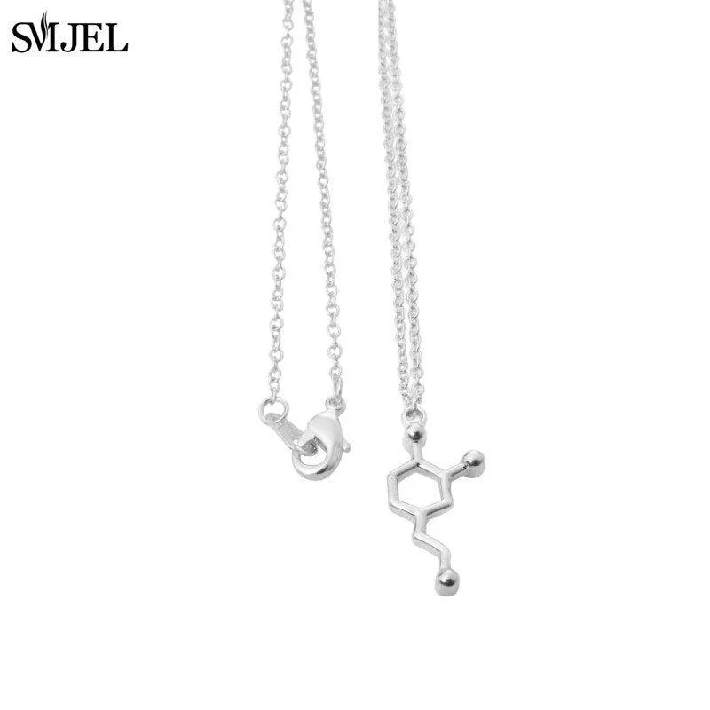 Dopamine Molecule Necklaces Chemical Formula Necklace Fashion Women Serotonin Structure Formula Pendant Graduation Gifts