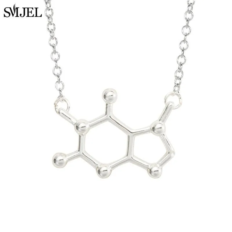 Dopamine Molecule Necklaces Chemical Formula Necklace Fashion Women Serotonin Structure Formula Pendant Graduation Gifts