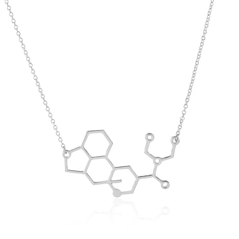 Dopamine Molecule Necklaces Chemical Formula Necklace Fashion Women Serotonin Structure Formula Pendant Graduation Gifts