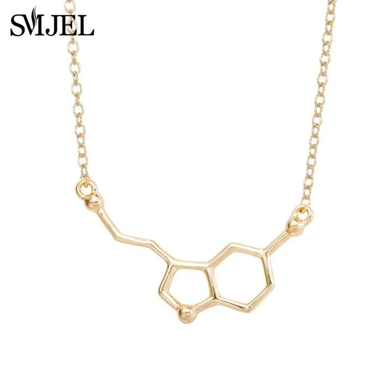 Dopamine Molecule Necklaces Chemical Formula Necklace Fashion Women Serotonin Structure Formula Pendant Graduation Gifts