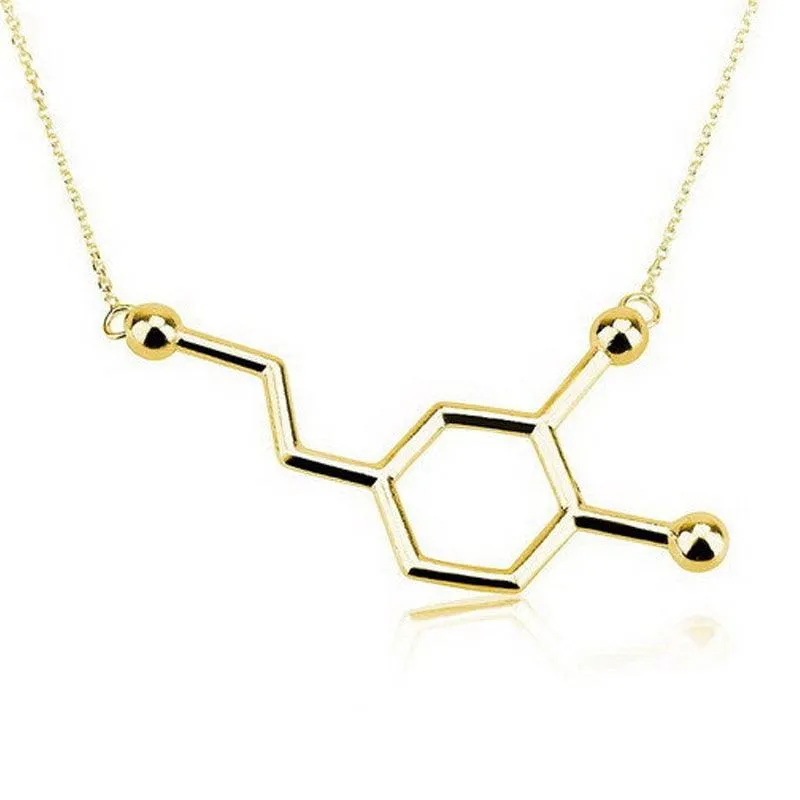 Dopamine Molecule Necklaces Chemical Formula Necklace Fashion Women Serotonin Structure Formula Pendant Graduation Gifts