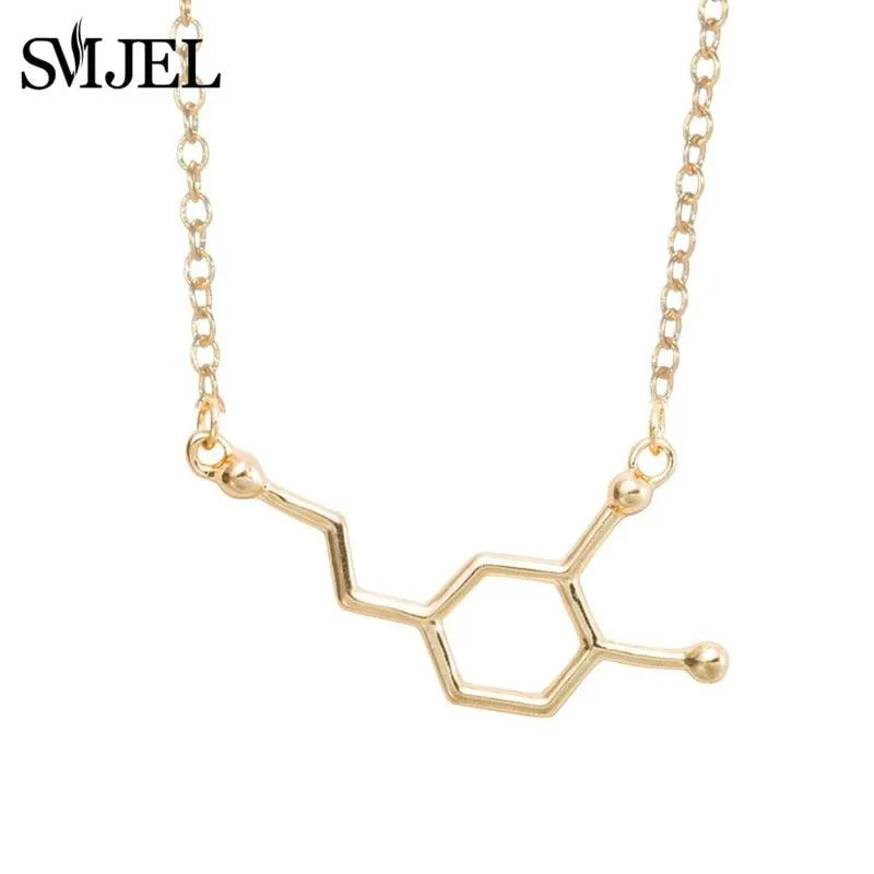Dopamine Molecule Necklaces Chemical Formula Necklace Fashion Women Serotonin Structure Formula Pendant Graduation Gifts