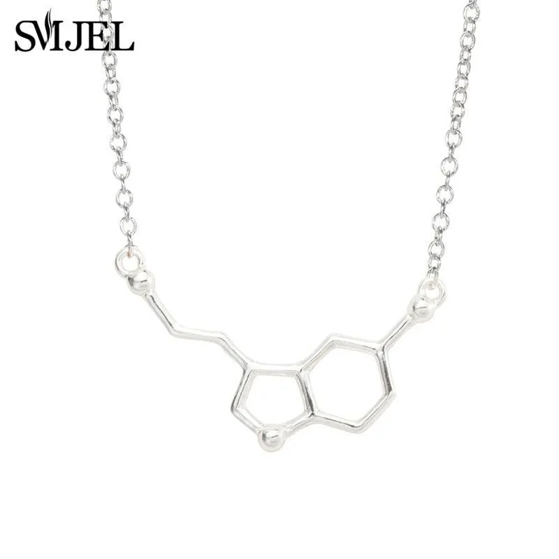Dopamine Molecule Necklaces Chemical Formula Necklace Fashion Women Serotonin Structure Formula Pendant Graduation Gifts