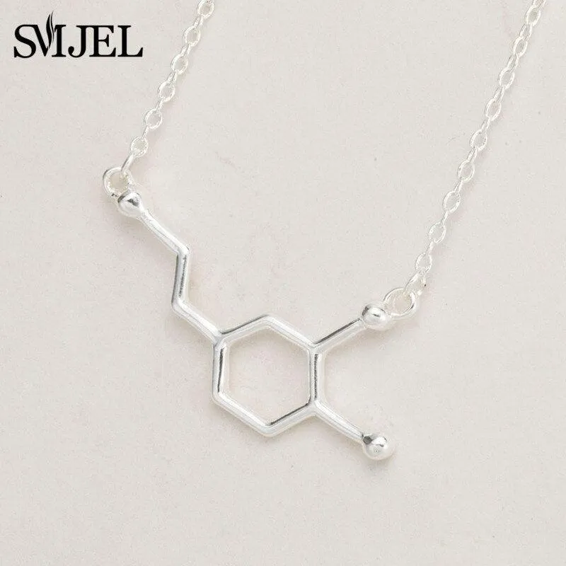 Dopamine Molecule Necklaces Chemical Formula Necklace Fashion Women Serotonin Structure Formula Pendant Graduation Gifts