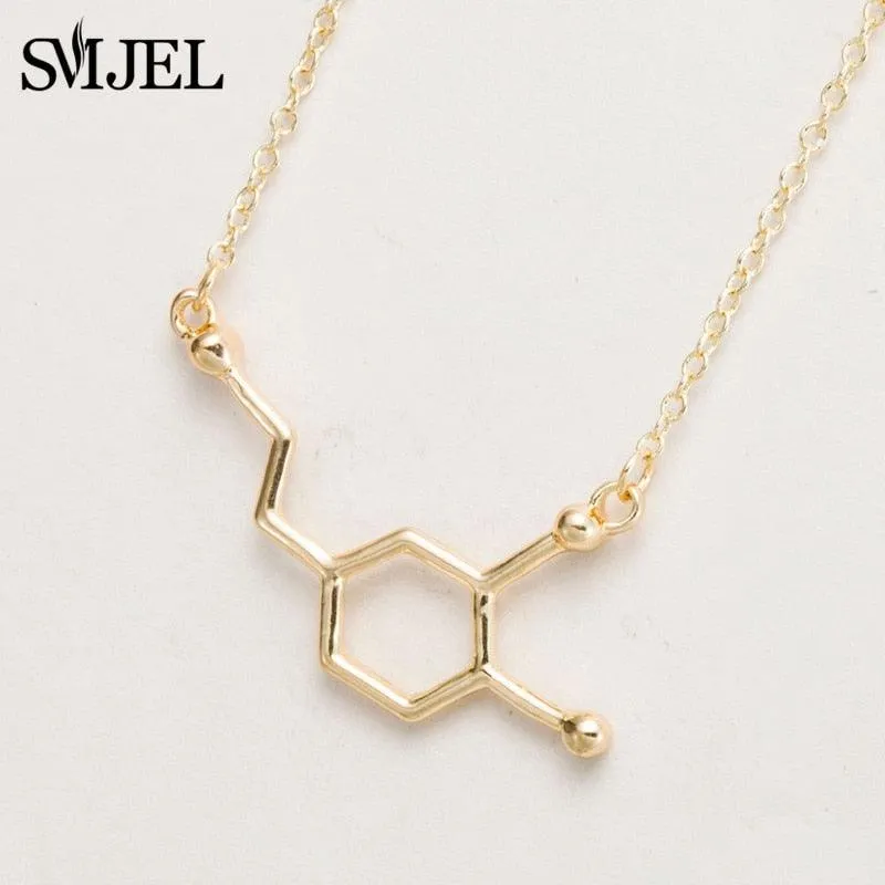 Dopamine Molecule Necklaces Chemical Formula Necklace Fashion Women Serotonin Structure Formula Pendant Graduation Gifts