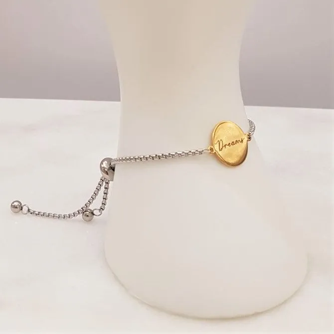 Dream Affirmation Slider Bracelet 2 Tone