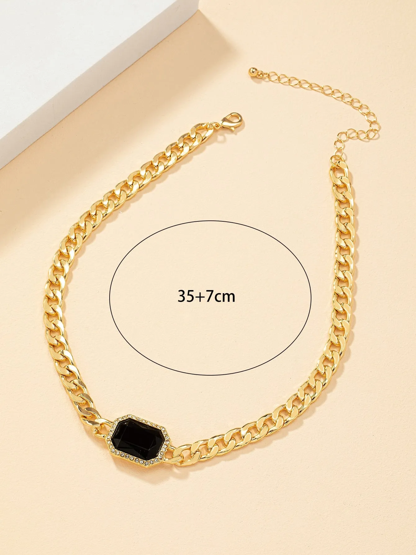 Gemstone Decor Chain Necklace