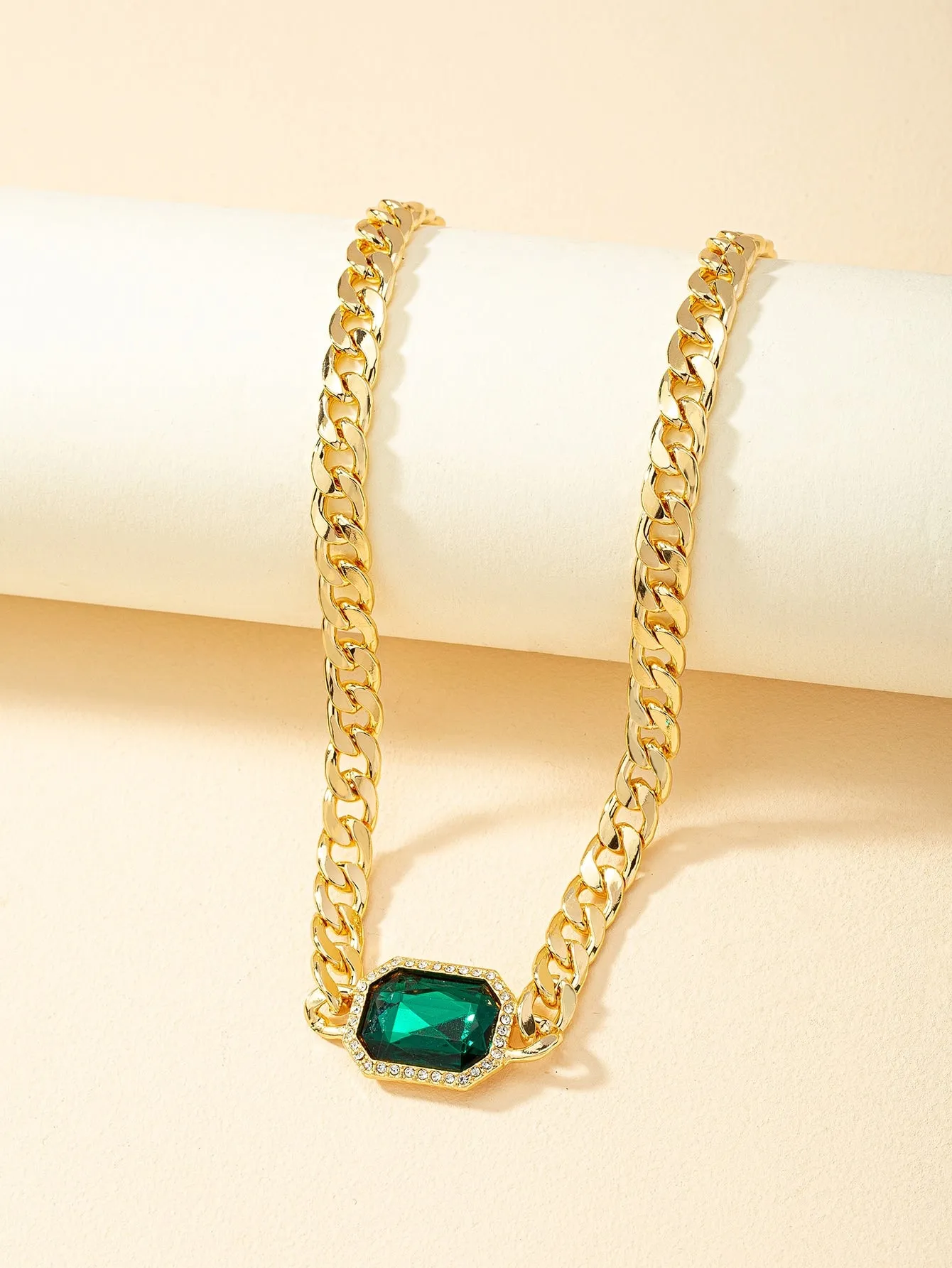 Gemstone Decor Chain Necklace