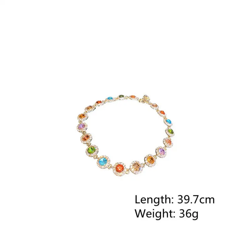 Geometric Colorful Crystal Choker Necklaces Clavicle Chain Necklace