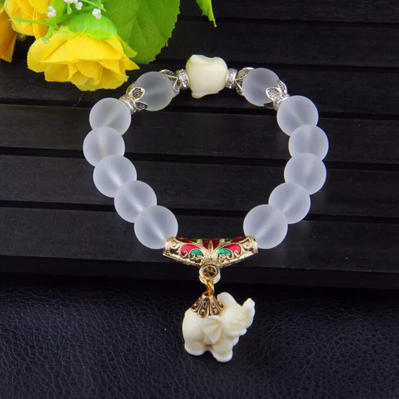 Matte Crystal Elephant Bracelet