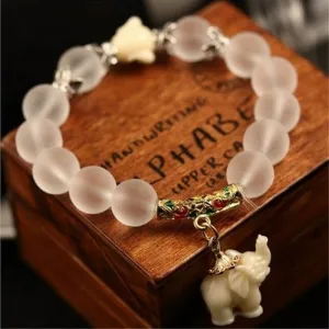 Matte Crystal Elephant Bracelet