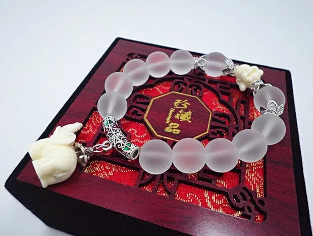 Matte Crystal Elephant Bracelet