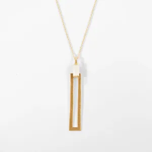 NATALIE LONG GEOMETRIC MOONSTONE PENDANT NECKLACE - JOYA