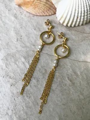 Pearl & Chain Statement Earrings