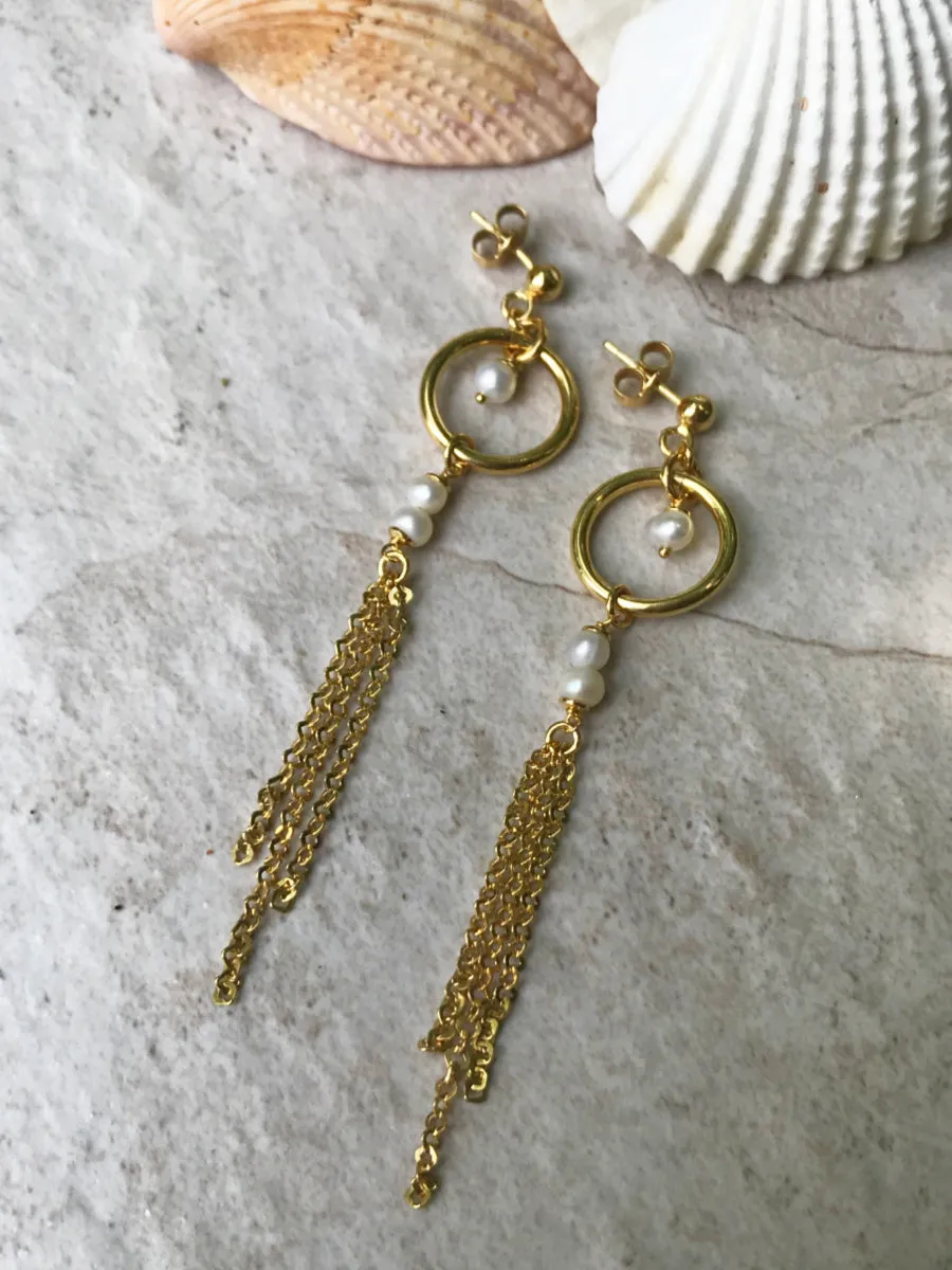 Pearl & Chain Statement Earrings