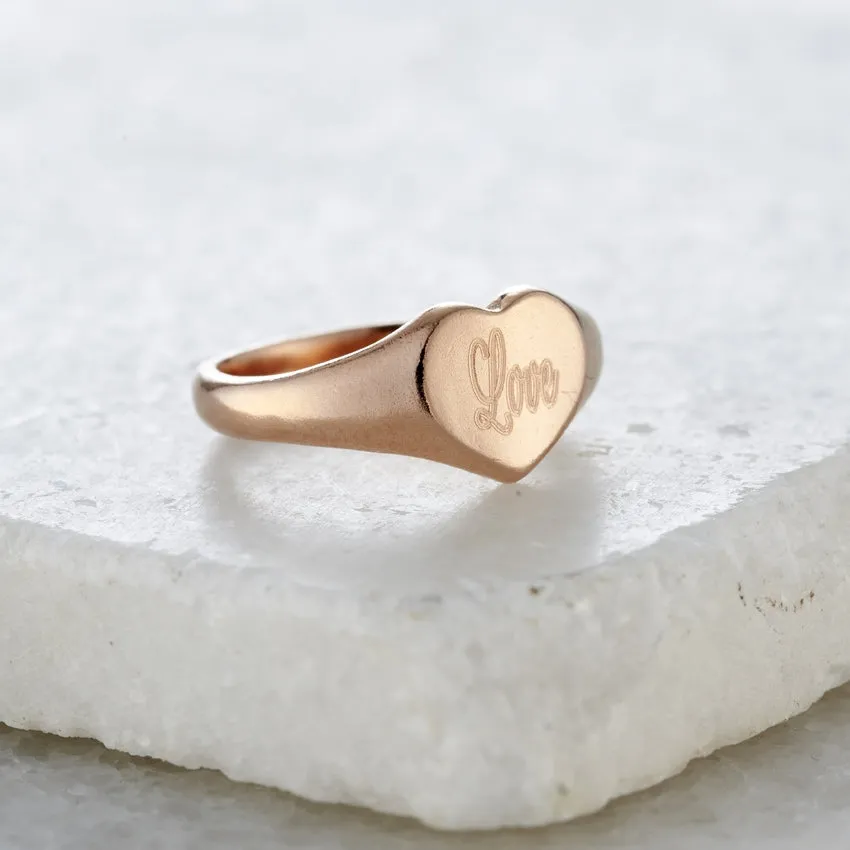 Personalised Engraved Heart Signet Ring