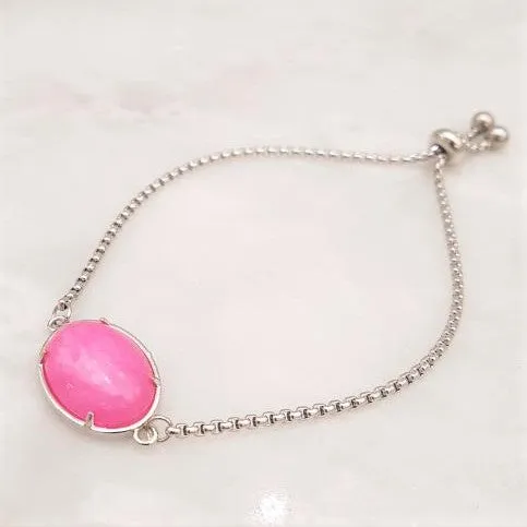 Pink Agate Jeweled Slider Bracelet