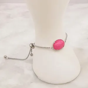 Pink Agate Jeweled Slider Bracelet