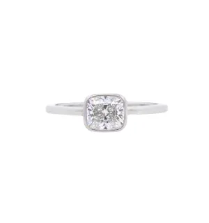 Platinum Cushion Diamond 1.00Ct Bezel Set Engagement Ring