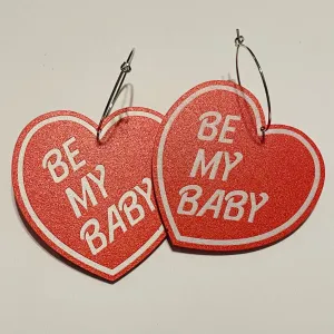 "Be My Baby" Hearts Acrylic Statement Earrings