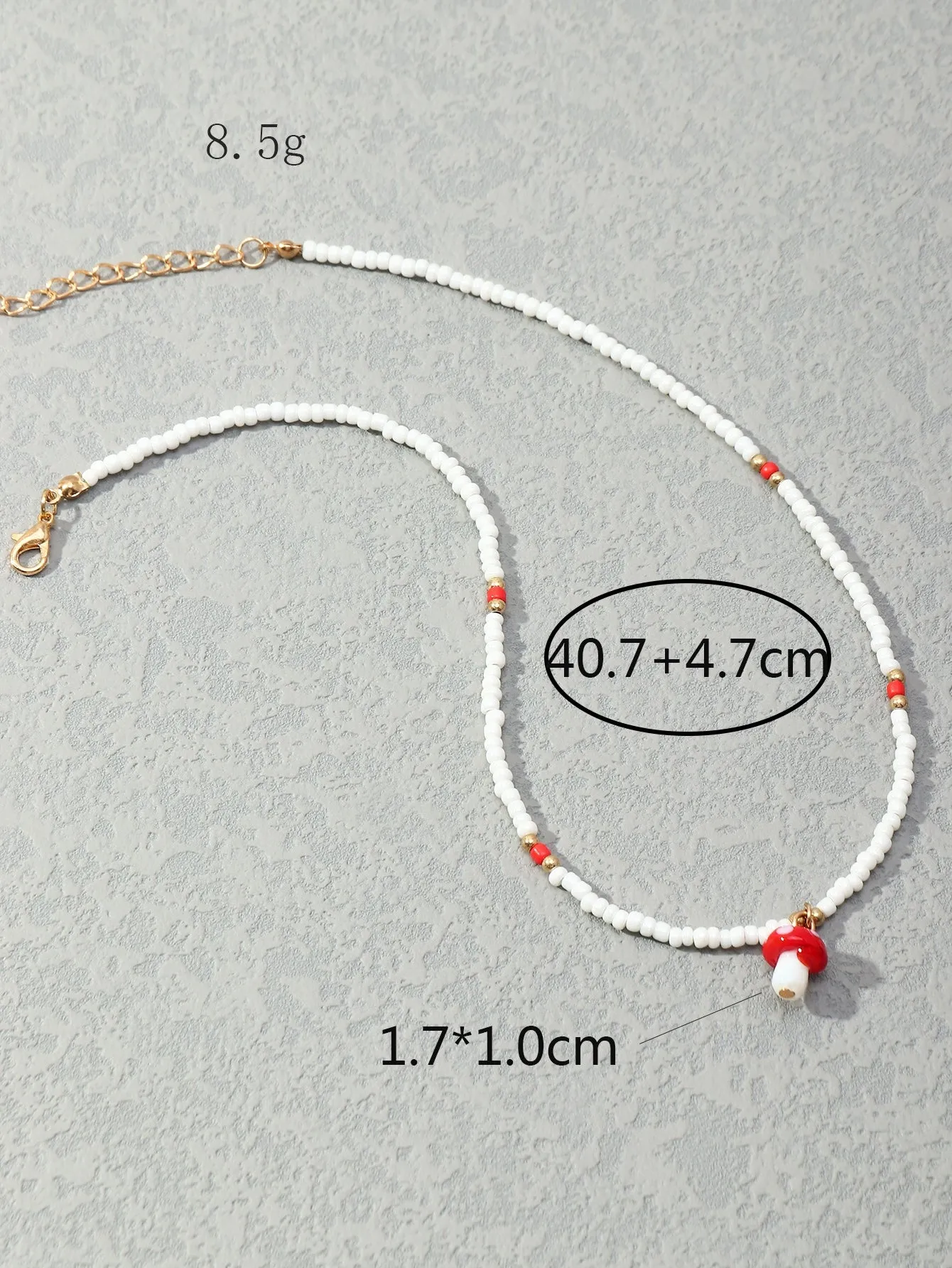 Red Mushroom Pendant Beaded Necklace for Women Girls Accessories Jewelry Gifts