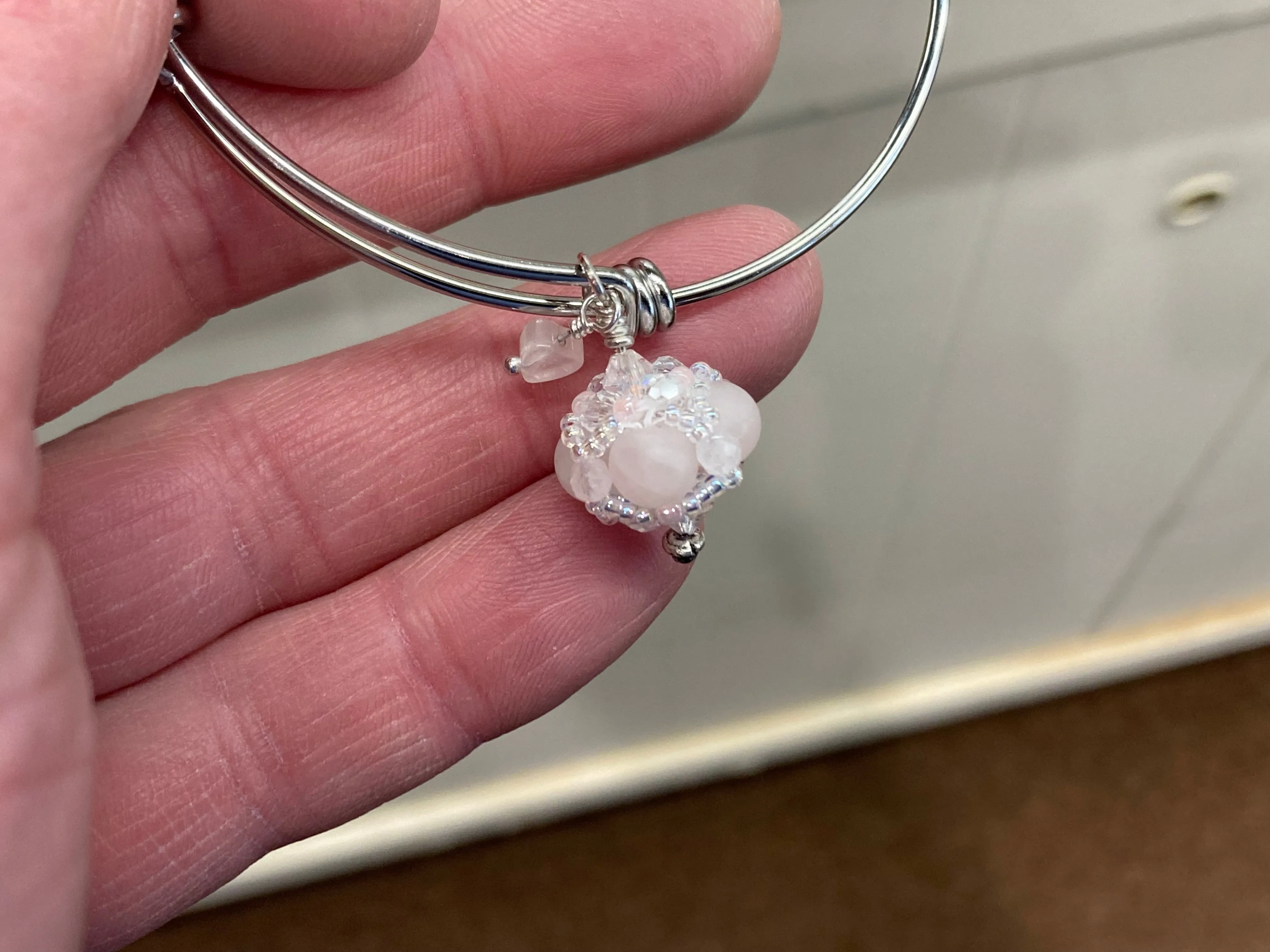 Rose Quartz Expandable Steel Bracelet