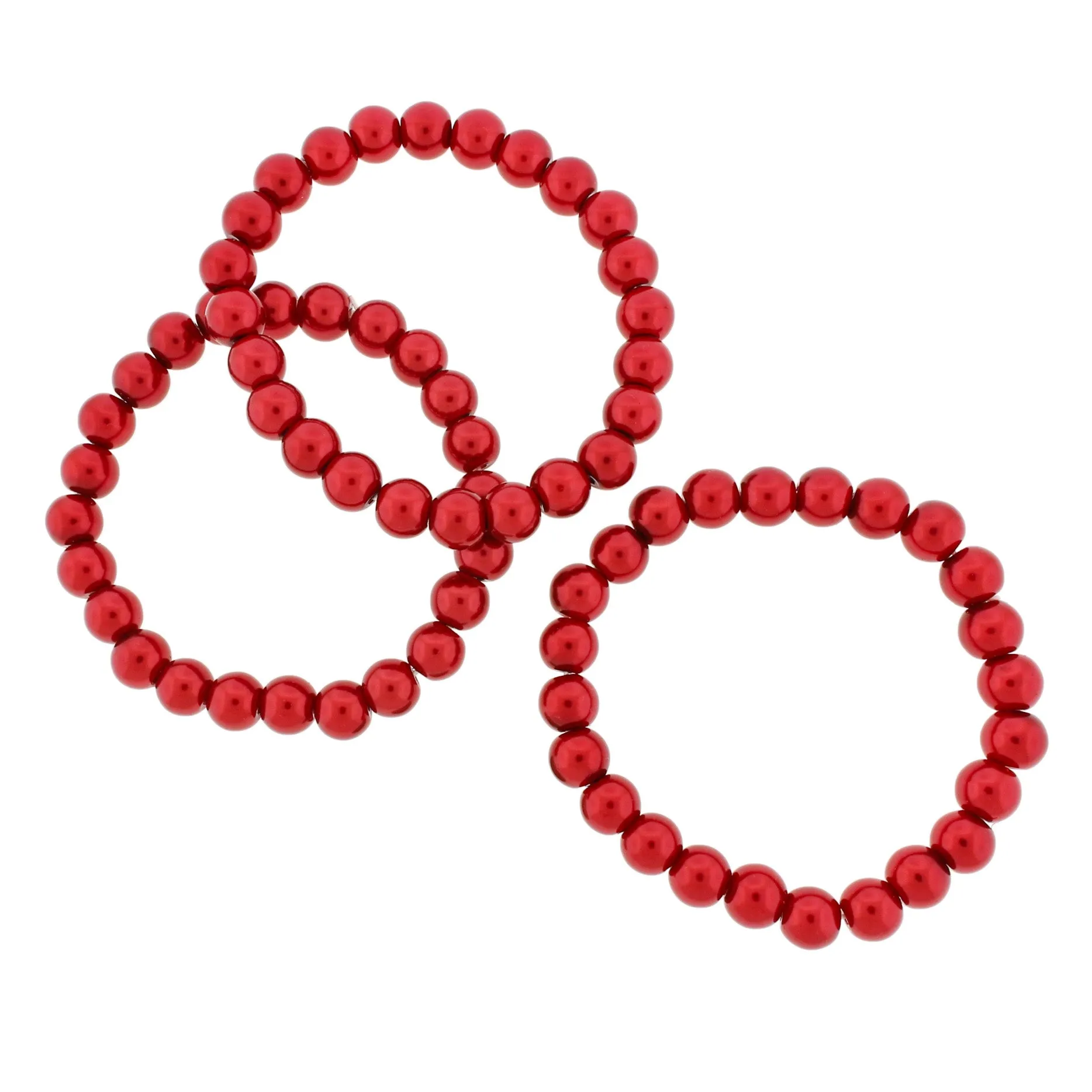 Round Glass Pearl Bead Bracelet 4mm - 8mm - Choose Your Size and Color!
