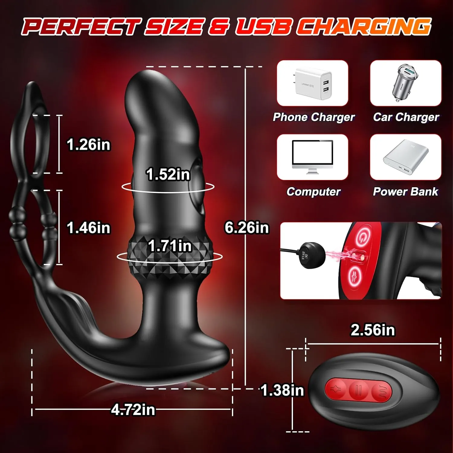 Sleek Dual Motor Prostate Massager with Double Cock Ring