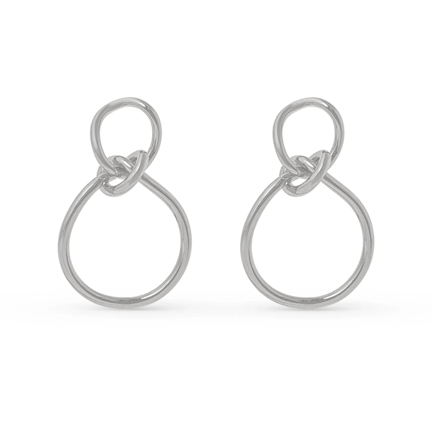 Statement Interlocking Knot Earrings - Silver