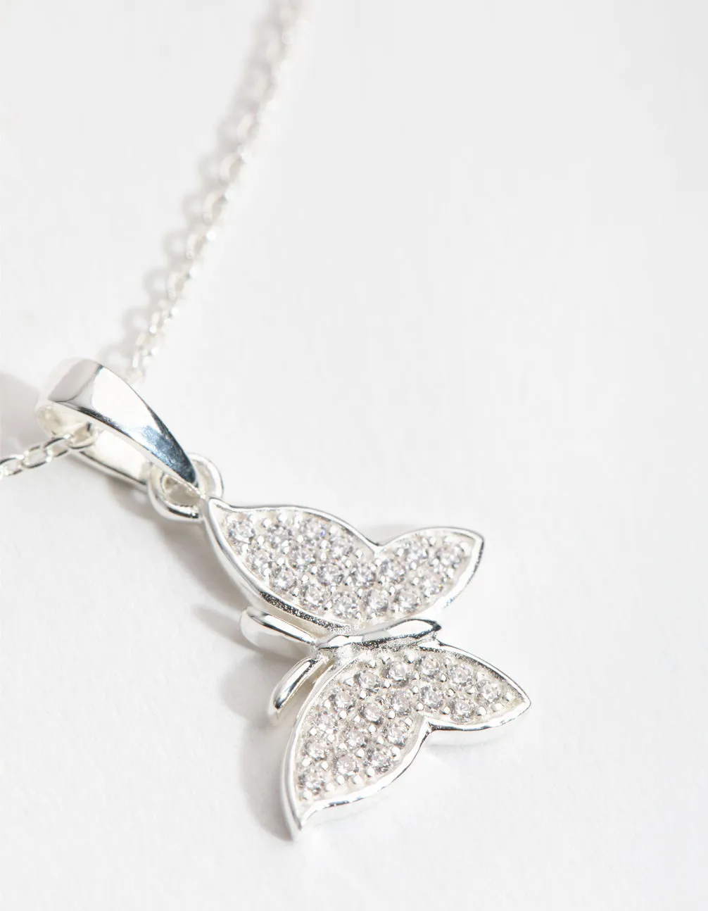 Sterling Cubic Zirconia Pave Butterfly Necklace