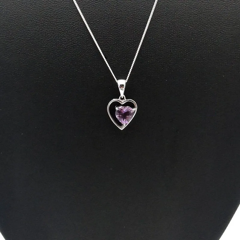 Sterling Silver Amethyst La Preciada Heart Pendant
