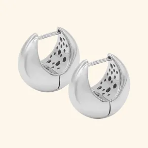 Super Bold Pottery Hoop Earrings (Silver)