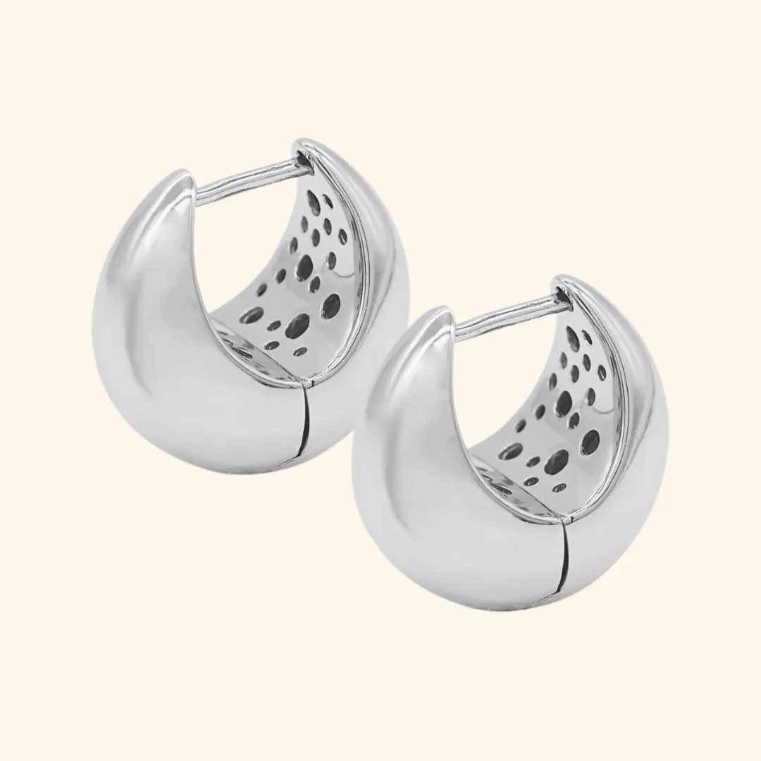 Super Bold Pottery Hoop Earrings (Silver)